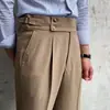 Novedad 2024 Pantalones Rectos de Cintura Alta Estilo Británico Nápoles Hechos en Casa para Hombre Pantalones Casuales de Moda de Otoño