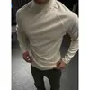 Bonita Camiseta Básica Negra de Cuello Alto para Hombre Otoño e Invierno Sudadera Raglán Americana Camiseta Deportiva de Fitness de Manga Larga Moderna