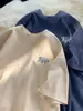 Camiseta Masculina de Algodão Branca de Manga Curta Verão Fina Estilo Americano Marca Tendência Solta Gola Redonda Pesada plus size Top Casual