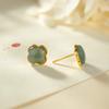 S925 prata esterlina incrustada de jade de água azul requintado e elegante trevo de quatro folhas retro personalidade tendência tendência nacional uma geração de mulheres