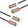 Carcasa de aleación de aluminio transfronteriza, todo conductor de cobre, cabezal chapado en oro, 2 RCA, doble Lotus macho a macho, línea de audio de 1 metro y 2 metros