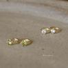 Temperamento pick verde pendientes chapados en plata S925 oro de 14K circón verde oliva fresco temperamento ins coreano