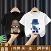 Camiseta Transpirable de Estilo Nuevo de Verano para Niños Mayores, Holgada, con Estampado de Dibujos Animados, Camiseta de Manga Corta de Algodón Puro para Niños, Top de Media Manga