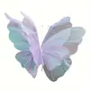 Decoração de quarto de casamento com borboleta iridescente de comércio exterior, enfeites de flor de tule tridimensional, flores de seda, roupão de noiva, decoração de parede de fundo para fotos