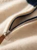 Suéter de Tricô Cashmere 2026 Novo Outono e Inverno com Gola Alta Meia e Zíper Meio, Listras Arco-Íris para Meninos e Meninas, Suéter Quente