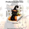 Xinuo JDT-A842 Sombrero de Bruja de Halloween Gato Negro Pegatina Electrostática para Ventana, Calcomanía Decorativa Navideña para Ventana Removible sin Pegamento