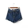 YPFF Nuevo Estilo Europeo y Americano Verano Moda Urbana Shorts de Mezclilla de Cintura Alta para Mujer Delanteros Cortos Traseros Largos Ajustados Pantalones Cortos Hot