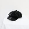 Gorra Octagonal Retro Brillante Reflectante de Cuero PU Moda Calle Gorra Marina Boina Elegante Estilo Coreano Gorra de Calabaza Trendy