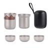 Juego de Té de Titanio Puro Completo Caja de Regalo Camping al Aire Libre Taza de Té de Doble Capa Tetera Doméstica Portátil Regalo Cafetera