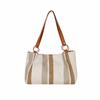 Bolso de Viaje de Gran Capacidad para Mujeres 2025 Otoño Nuevo Bolso de Lona a Rayas Bolso Tote Casual para el Hombro Bolso Tote de Viaje