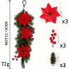 Decoraciones artificiales para fiesta de Navidad con piñas, flores de Pascua y bayas para colgar en puertas y paredes, decoración para el hogar y el jardín, follaje artificial