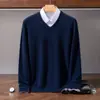 Suéter de cashmere com gola V para homens, novo suéter de tricô básico de manga longa para outono e inverno, suéter de cashmere, disponível para atacado