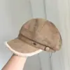 Chapéu Octogonal Estilo Britânico Outono e Inverno Retrô com Borda Crua Costurada para Mulheres Moda Coreana Versátil Boina Capuz Boné com Aba Tendência