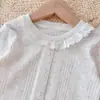 Ropa de Primavera y Otoño para Niñas Camiseta Bebé Elegante Personalidad Infantil Marca de Moda Encaje Dulce Volante Floral Estilo Coreano Camiseta Base
