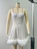 Otoño Nuevo Estilo Europeo y Americano Transfronterizo Vestido de Mujer Fiesta Sexy Vestido de Tirantes con Envoltura en el Pecho Vestido de Lentejuelas de Plumas