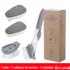 Escova de Lavar Louça com Cabo Longo e Dispenser de Líquido Design de Apertar para Dispensar Escova Multifuncional para Limpeza de Utensílios de Cozinha e Fogão Removedora de Manchas