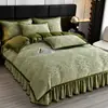 Nuevo Juego de Cubre Cama de Terciopelo Tallado de Cuatro Piezas, Terciopelo Térmico Grueso de Alto Peso para Invierno, Cubre Cama Completamente Mate, Terciopelo de Leche