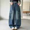Jeans de Primavera y Otoño para Niñas 2026 Nuevos Casuales Estilo Coreano Niña Niños Medianos y Grandes Retro Ropa de Trabajo Pantalones de Pierna Ancha Transfronterizo