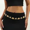 Joyería Transfronteriza Europea y Americana Cadena de Cintura Boho con Estrellas de Mar y Conchas Empalmadas Cadena Corporal Metálica de Bucle Único para Vacaciones en la Playa