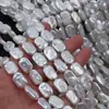 Perlas barrocas de agua dulce naturales de alta calidad, forma rectangular pequeña de 12 mm, blanco brillante, lisas y limpias, aproximadamente 24 piezas