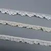 Ribete de Encaje de Algodón Elástico para Textiles del Hogar, Decoración de Faldas, Encaje Blanco Natural, Accesorios para Ropa, Encaje Elástico Fruncido 100% Algodón