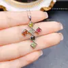 Venta al por mayor de fábrica Popular Colgante de Turmalina Natural con Incrustaciones de Plata S925 Piedra Principal 4*4 Joyería de Lujo Venta Directa de Fábrica