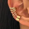 Conjunto de Presilhas de Orelha Vintage em Forma de C Transfronteiriças, Brincos Geométricos Vazados Multicamadas Não Perfurantes Tendência Minimalista, Atacado em Estoque