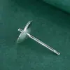 Pendientes de Plata de Ley S925 con Aguja para Perlas de Medio Agujero Pendientes Bandeja para Perlas Accesorios Hechos a Mano DIY Perla Adhesiva Plata Vacía