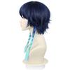 Peluca de anime Genshin Impact Wendi peluca de anime Venti trenza degradada azul y negra anti-rizado cosplay en stock