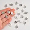 6 Accesorios de Joyería DIY de Aleación Estilo Chino Vintage en Color Plata Antigua con el Carácter "" y Colgantes de Bolsa de la Suerte para Collares y Pulseras