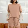 Comercio Exterior Transfronterizo Conjunto de Pijama Corto de Manga Corta para Mujer Estilo Europeo y Americano Amazon Ropa de Casa Acanalada Ropa a Medida
