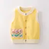 Colete de tricô infantil Dongdonglang, estilo primavera e outono, bordado de flor tridimensional para bebê, colete cardigã de algodão Classe A