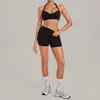 Conjunto de yoga invisible plisado transfronterizo con cuello halter, cintura alta, ajustado, realzador de glúteos para mujer 7229+8402
