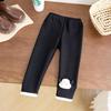 Leggings con forro polar de dibujos animados para niñas, otoño e invierno, estilo coreano, ropa para niños, pantalones de moda de una pieza de terciopelo para bebés.