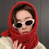 Conjunto de Gorro Balaclava e Cachecol para Mulheres, Gorro de Tricô Quente de Inverno para Proteger as Orelhas, Xale Cachecol Triângulo Estiloso para Mulheres