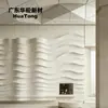 Sala de Estar Minimalista Moderna Parede Inteira Gesso Ondulado Parede de Gesso Ondas Horizontais Finas GFRG Retardante a Chamas Gesso Natural Painel Decorativo de Parede
