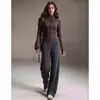 Conjunto de Yoga Amplo com Caimento Outono/Inverno para Mulheres, Conjunto de Duas Peças com Top de Gola Alta e Zíper com Veludo Extra, Roupa Esportiva Modeladora para Treinamento Fitness