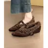 Zapatos Mary Jane Retro de una Sola Correa para Mujer, con Aumento Oculto de Altura, Forrados de Felpa para Calidez, Suela Suave, Elegantes Zapatos de Algodón