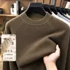 Suéter de Lã Masculino Tongxiang Puyuan Suéter de Gola Redonda Outono e Inverno Textura Waffle Suéter de Tricô Quente para Homens
