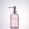 Botella de Lavado de Manos de Rayas Verticales de Alta Calidad, Vidrio Espeso, Botella Dispensadora Multifuncional para Loción y Gel de Ducha, Botella de Vidrio Resistente a la Humedad y al Calor