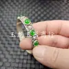 Pulsera antigua Xizang de plata con incrustaciones de charco abierto pulsera de superficie de huevo verde con incrustaciones de pulsera de plata pulsera de mujer