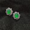 Calcedonia verde hielo elegante huevo de paloma plata 925 aretes de botón moda ágata para mujer aretes de jade aretes al por mayor