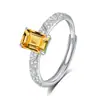 Joyería Hui Kai Nuevo Anillo de Plata S925 2025 para Mujer Retro Rectangular Corte Flor de Hielo 5*7 Piedra de Cristal Natural Decoración de Mano