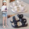 Sandalias para niñas, de verano, suela blanda, antideslizantes, estilo coreano, sandalias romanas, zapatos de princesa de moda, para niños de talla mediana y grande, uso casual