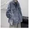 Conjunto de jaqueta jeans para primavera e outono para homens, jaqueta casual, marca da moda, estilo Hong Kong, estilo estudante, conjunto masculino bonito, conjunto estiloso