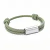 Joyería Transfronteriza Europea y Americana, Pulsera Ajustable Cuadrada de Tubo de Acero Inoxidable con Láser, Pulsera Ajustable Tejida a Mano de Paracord