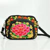 Bolsa Mini Transversal Bordada Estilo Étnico Bolsa Bordada Peônia Vermelha de Yunnan Porta-Moedas para Celular Estilo Chinês