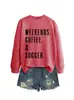 Fines de Semana Café Fútbol Amazon Ebay Sitio Independiente Moda Casual Sudaderas de Otoño e Invierno para Mujer
