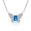 Colar Borboleta com Pedras Preciosas Coloridas e Corte Flor de Gelo, Vendido Quente no TikTok para Mulheres, Pingente Banhado a Ouro com Diamante de Alto Carbono, Transmissão ao Vivo, Dropshipping Transfronteiriço