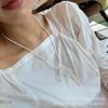 Otoño e Invierno Diseño Simple Lazo Grande Perla Artificial Cristal Collar Nuevo Estilo Elegante Nicho Cadena de Suéter Coreana